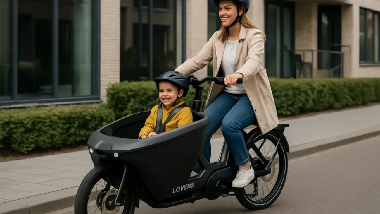 Lovens: de premium e-bakfiets die design, comfort en veiligheid moeiteloos combineert voor gezin en stad